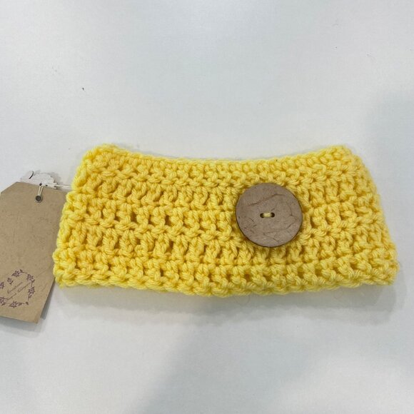 Yellow Handcrafted Knit Headband/Collar With Button Accent New With Tags - Picture 2 of 7